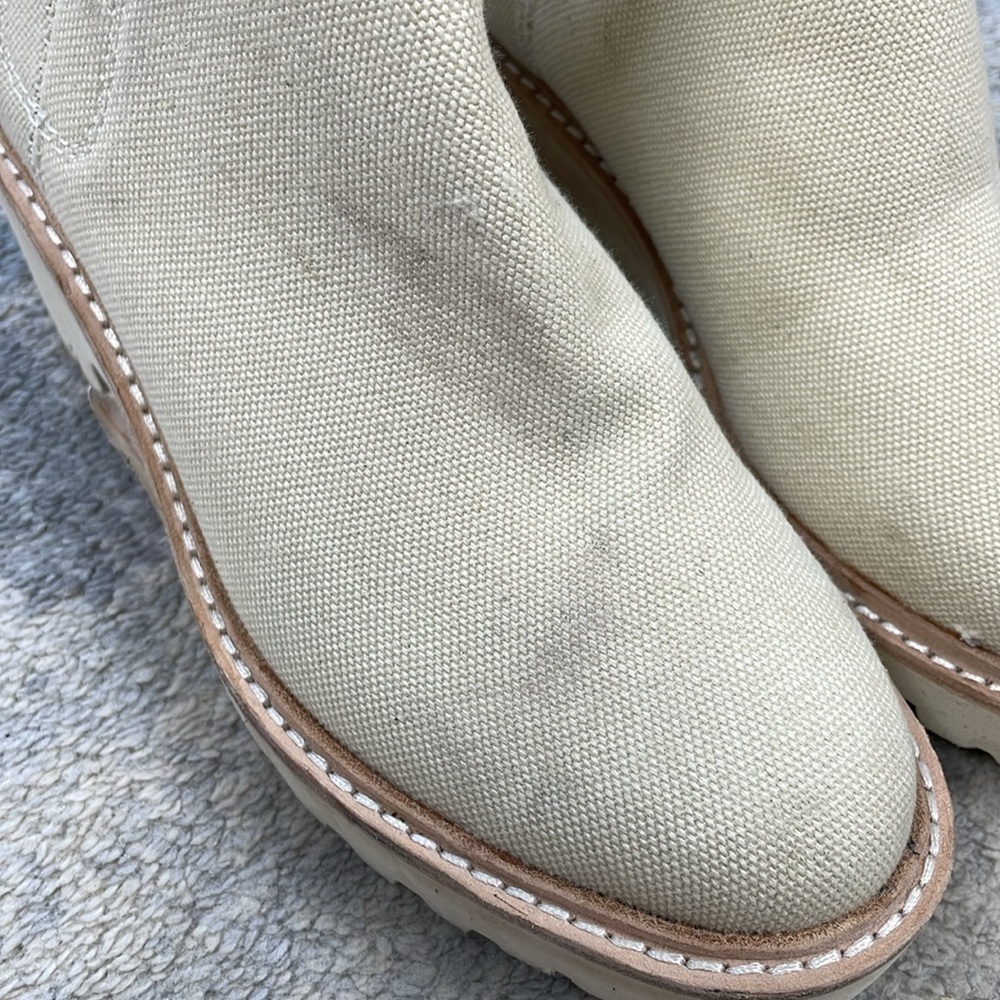 New Dolce Vita Huey Booties Ankle Boot Cream Sandstone Canvas Sz 6 - Picture 9 of 16